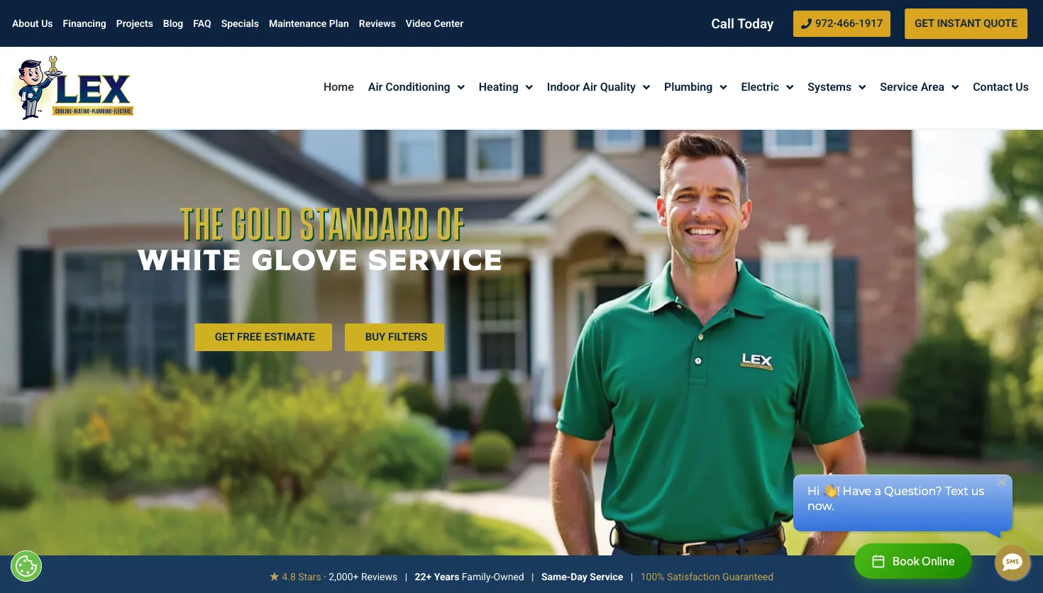 Lex - Air Conditioning, Heating, Plumbing, Electrical website screenshot