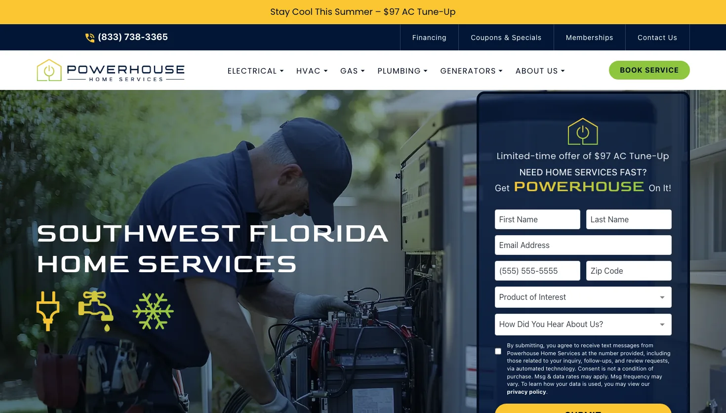 Powerhouse Home Services website screenshot