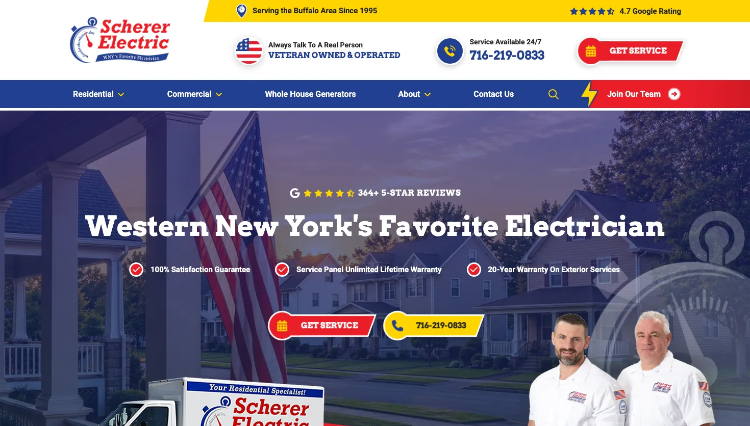 Scherer Electric website screenshot
