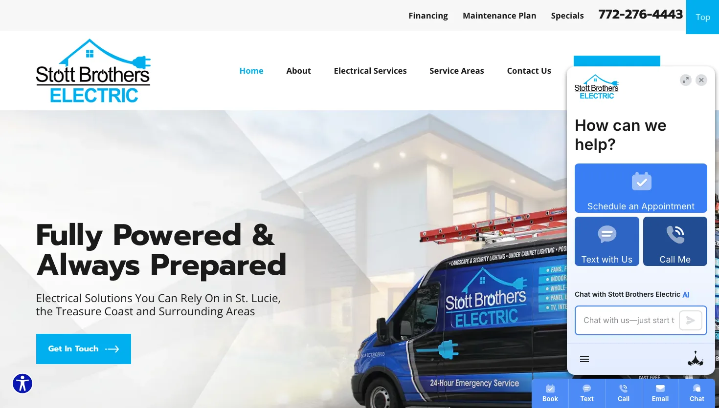 Stott Brothers Electric website screenshot