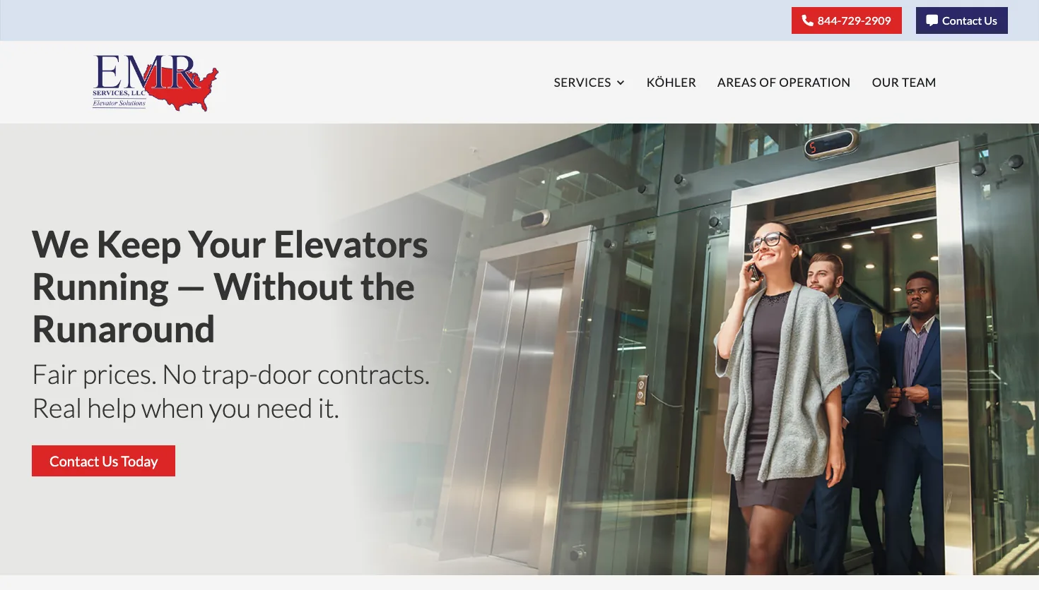 EMR Elevator Services, LLC website screenshot