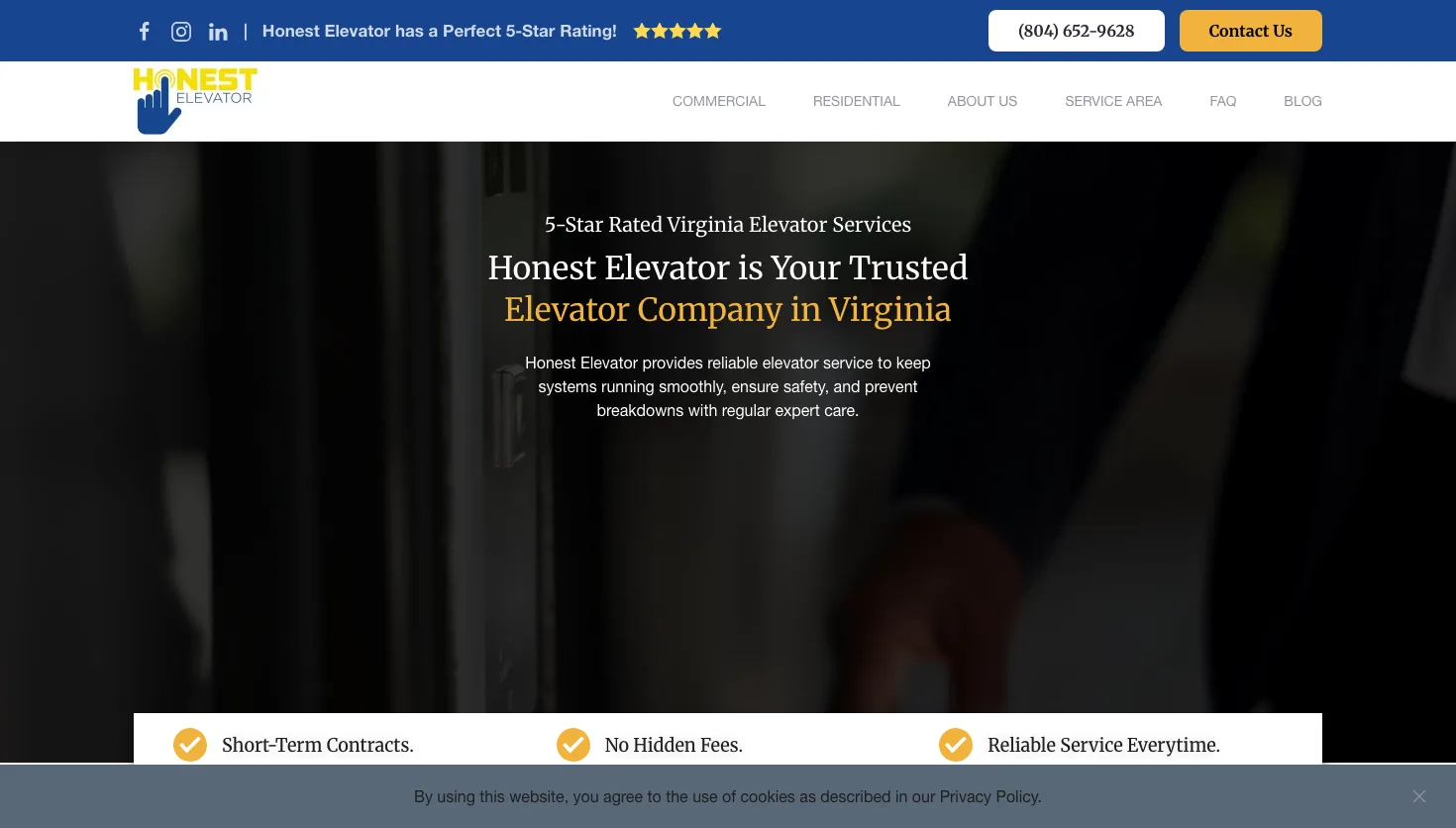 Honest Elevator website screenshot