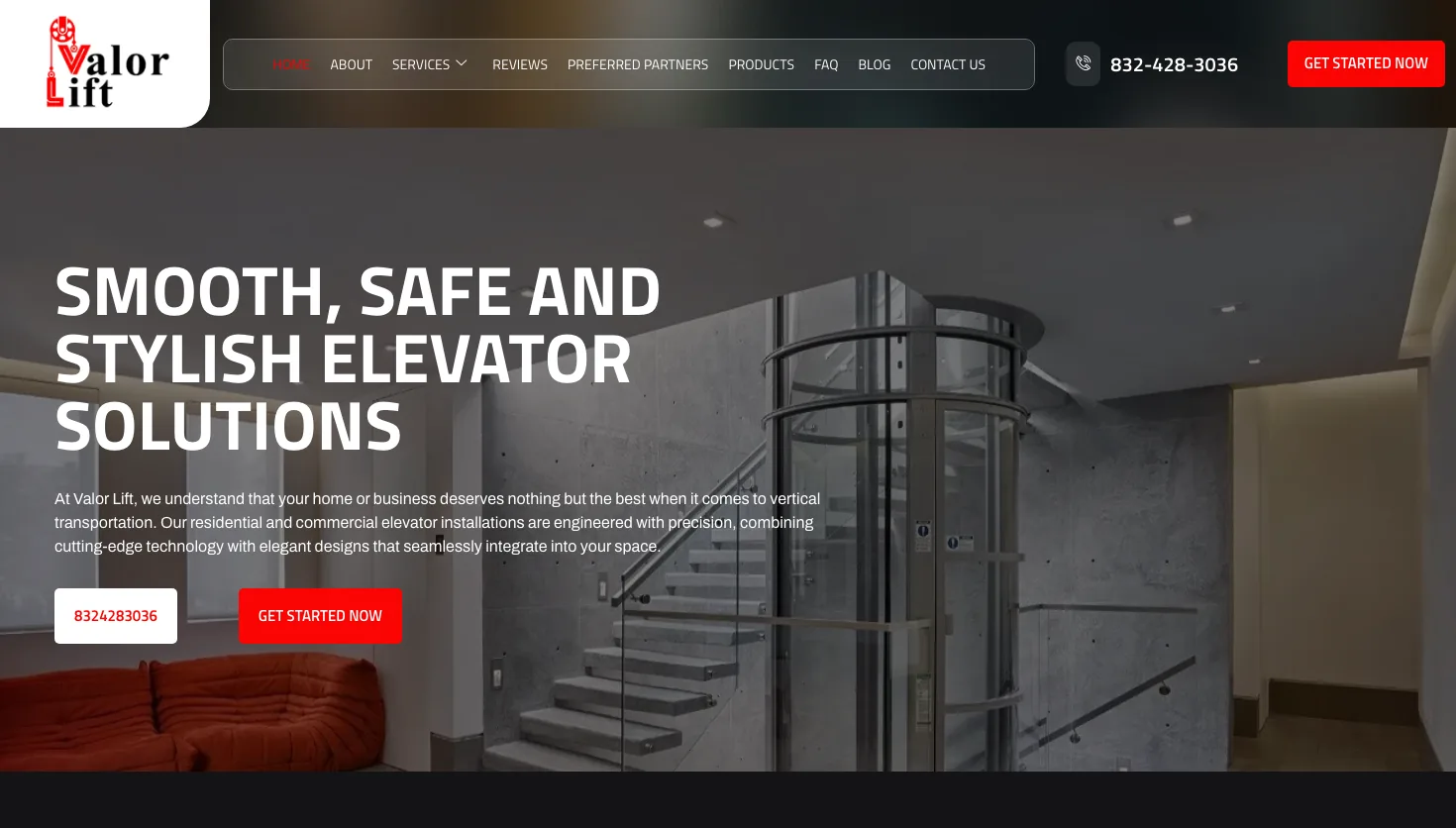 Valor Lift website screenshot