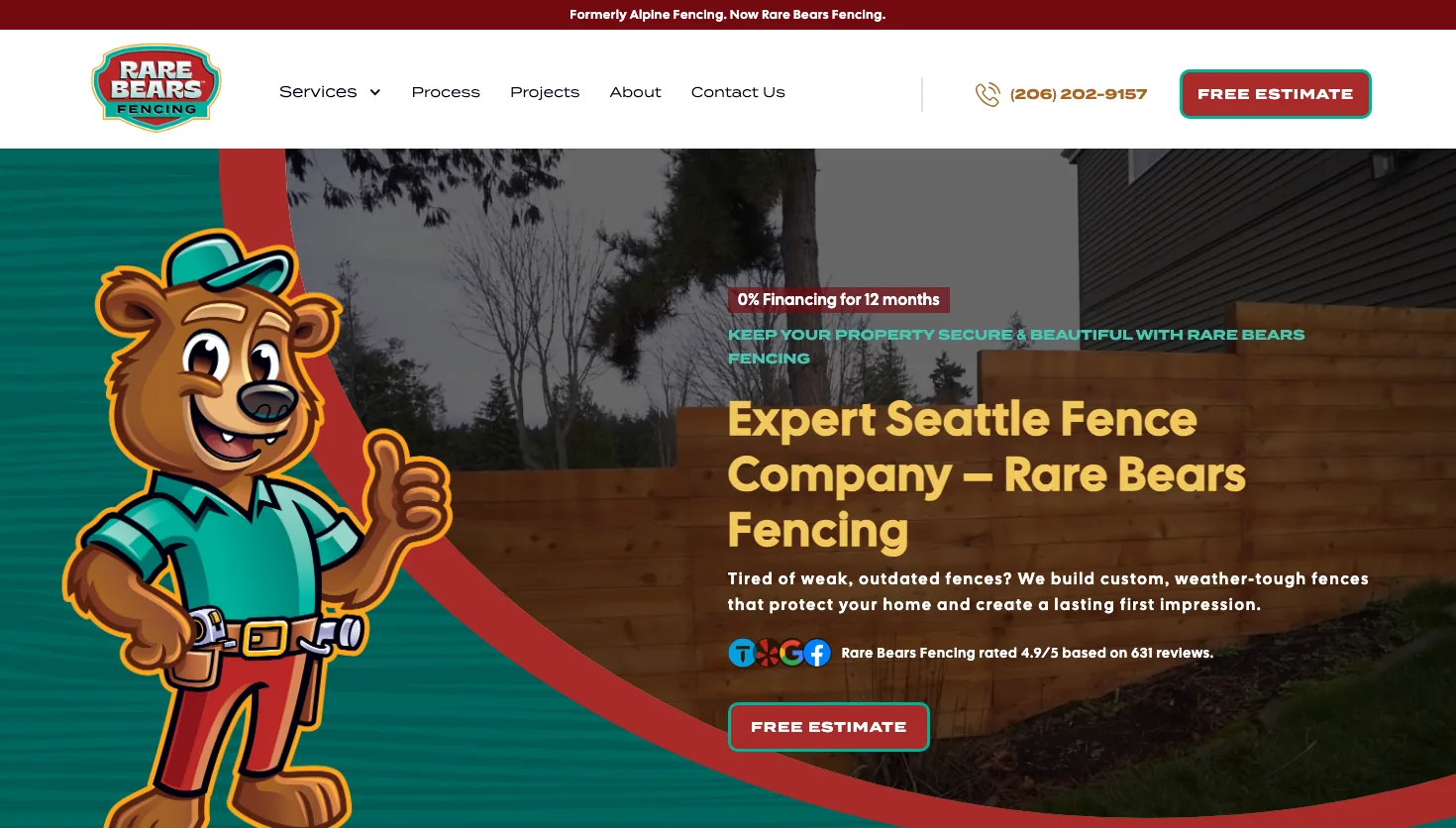 Alpine Fencing - Bellevue website screenshot