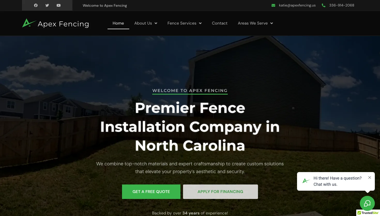 Apex Fencing website screenshot