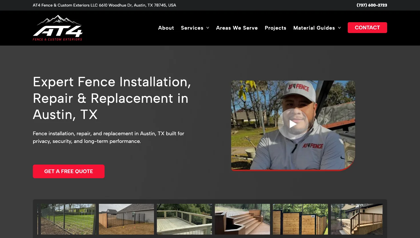AT4 Fence website screenshot