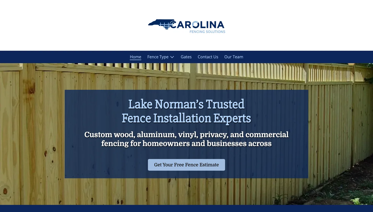 Carolina Fencing Solutions website screenshot