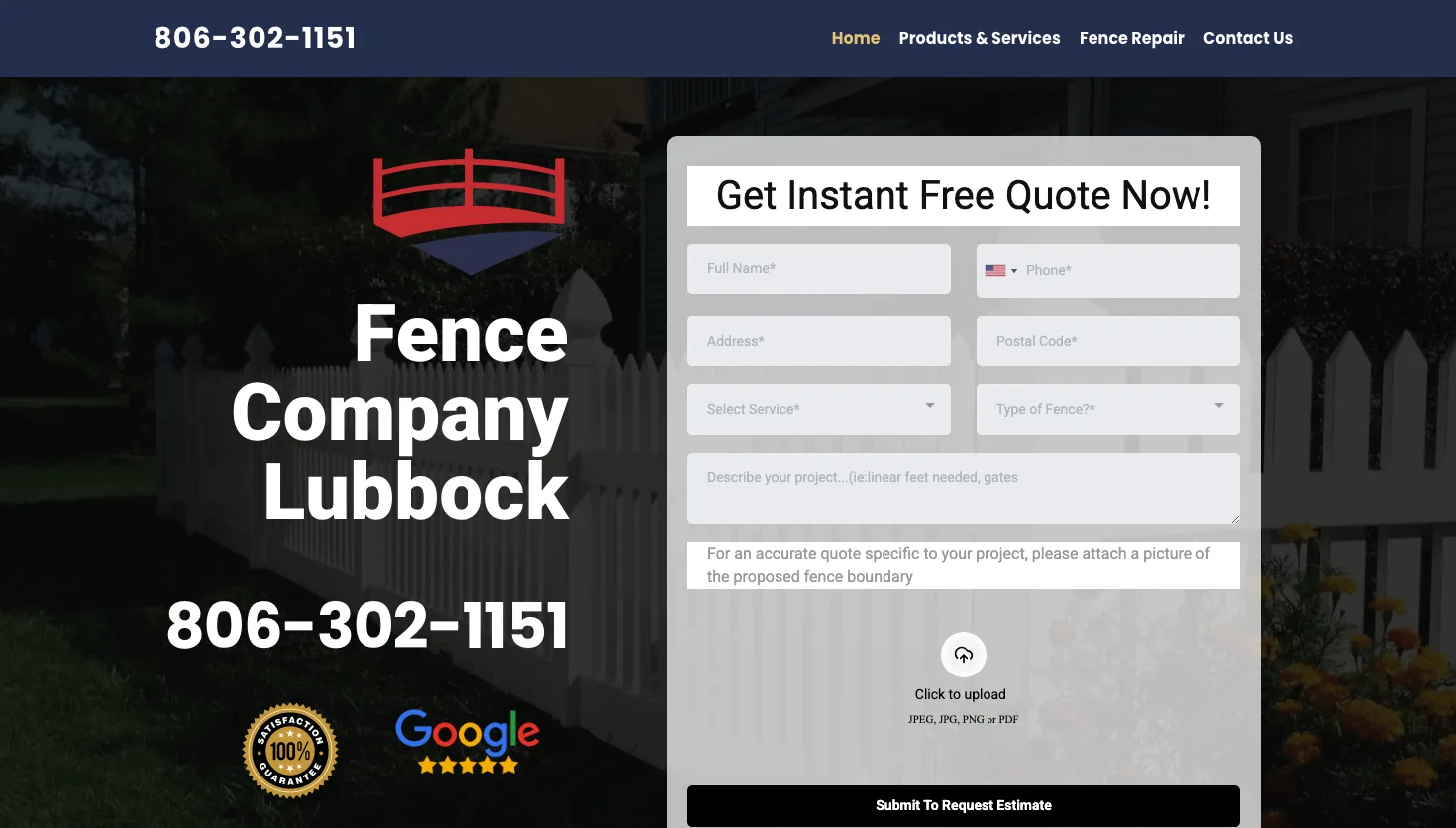 Fence Company Lubbock website screenshot