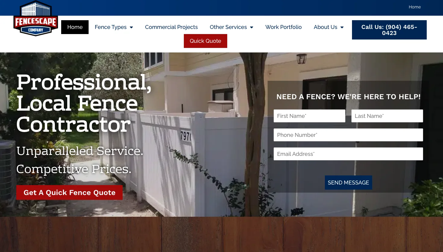 Fencescape Fence Company website screenshot