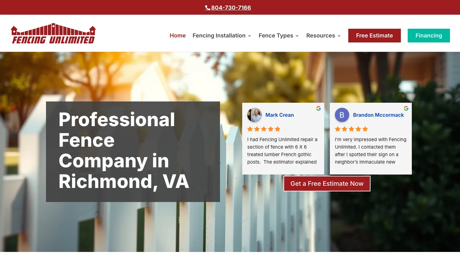 Fencing Unlimited Inc website screenshot