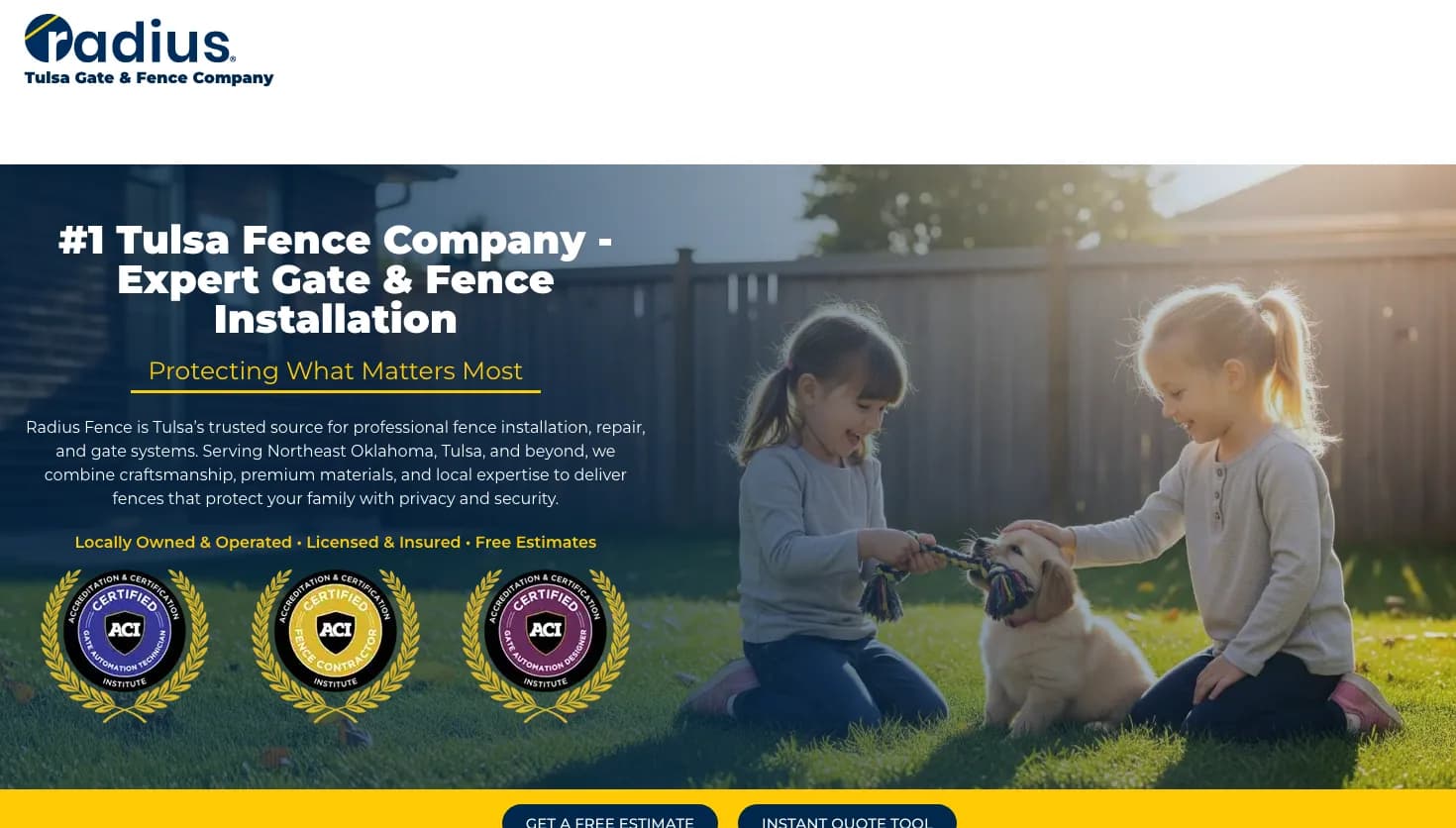 Radius Fence website screenshot