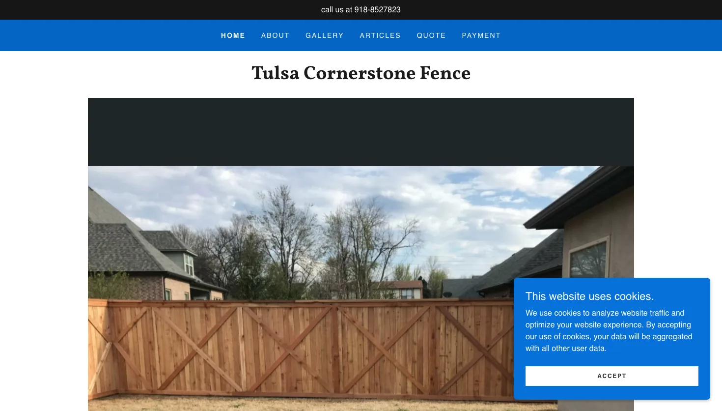 Tulsa Cornerstone Fence, LLC website screenshot