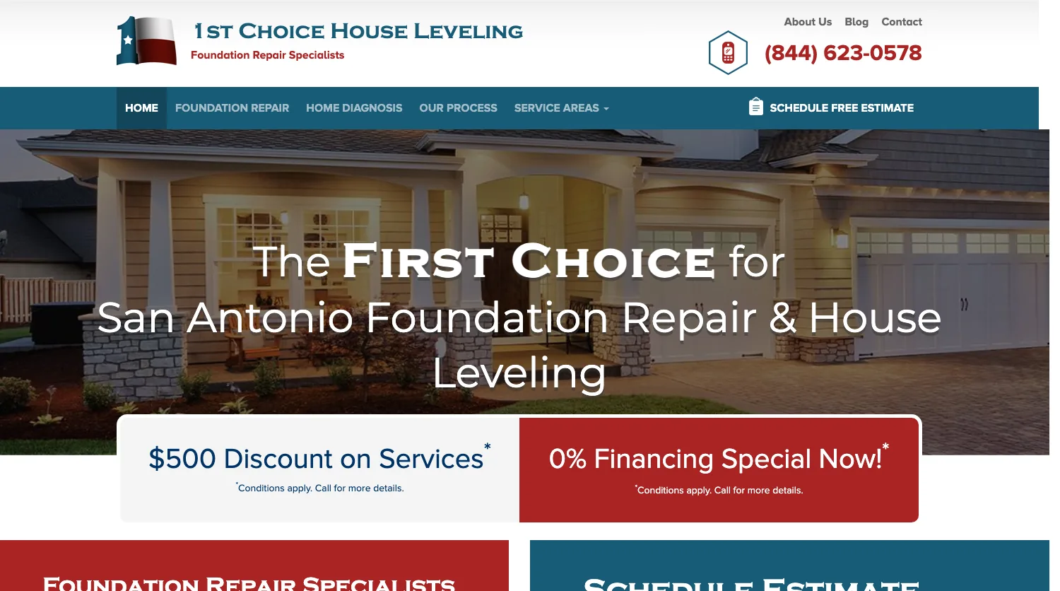 1st Choice House Leveling website screenshot