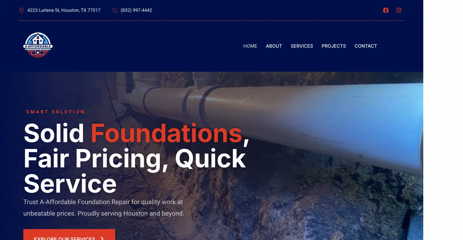 A-Affordable Foundation Repair website screenshot