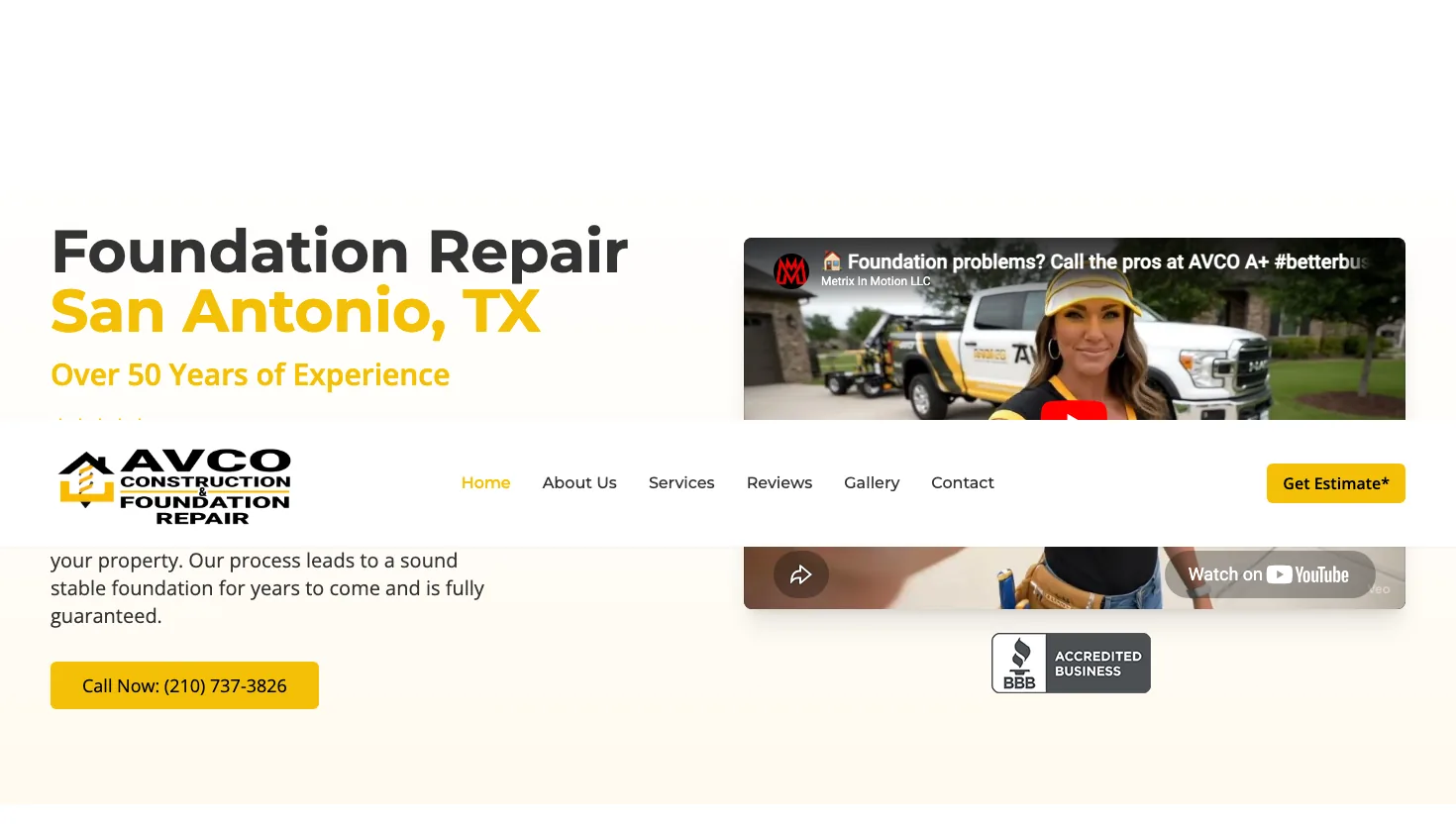 AVCO Foundation Repair, Inc website screenshot