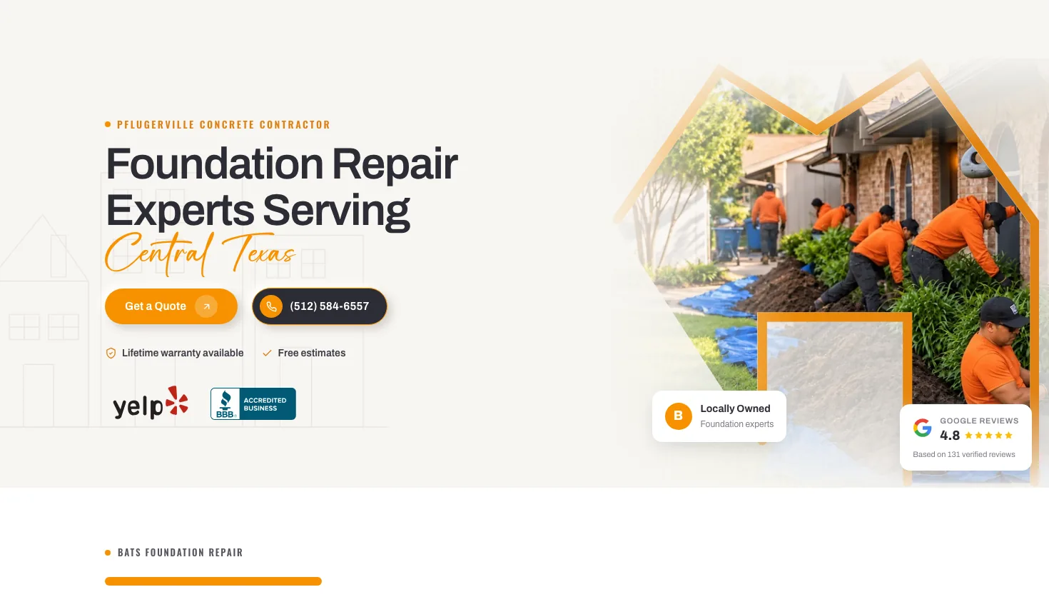 Bats Foundation Repair website screenshot