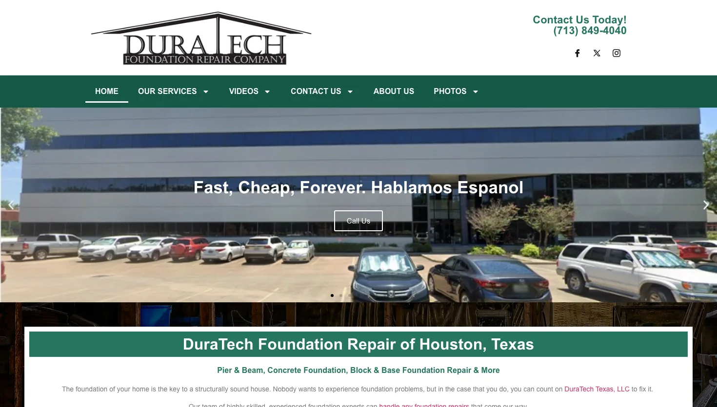 Duratech Foundation Repair Company website screenshot