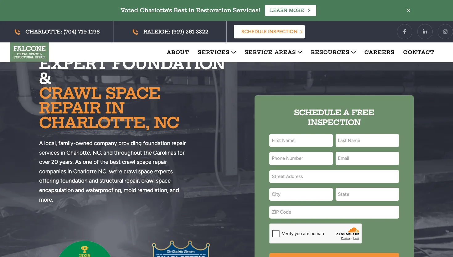 Falcone Contracting website screenshot