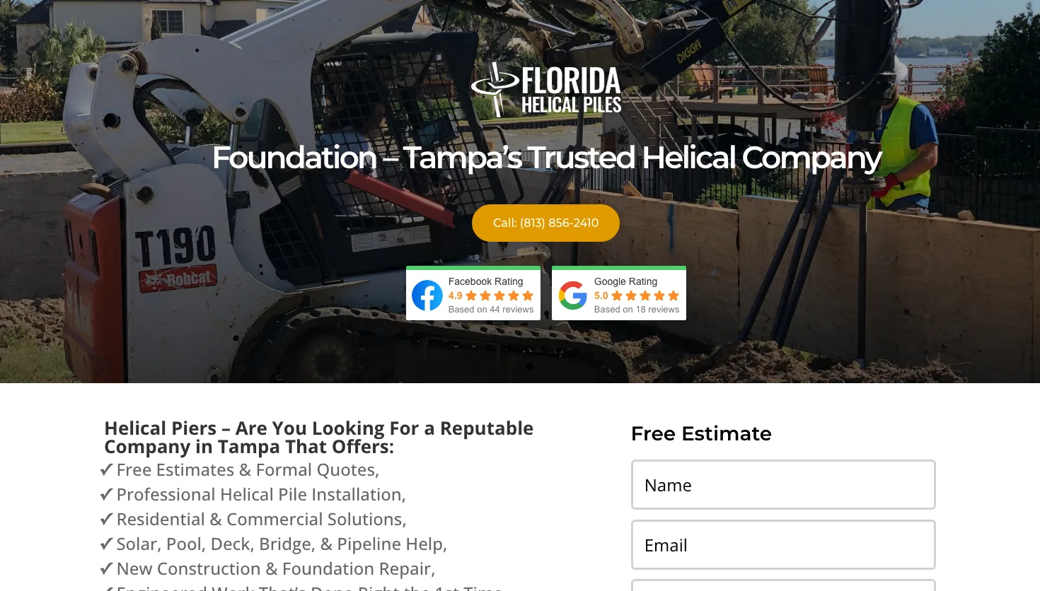 Florida Helical Piles website screenshot