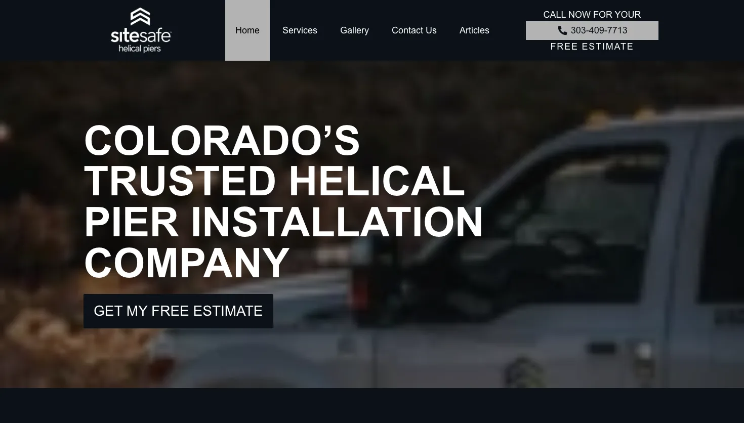 Site Safe Helical Piers website screenshot