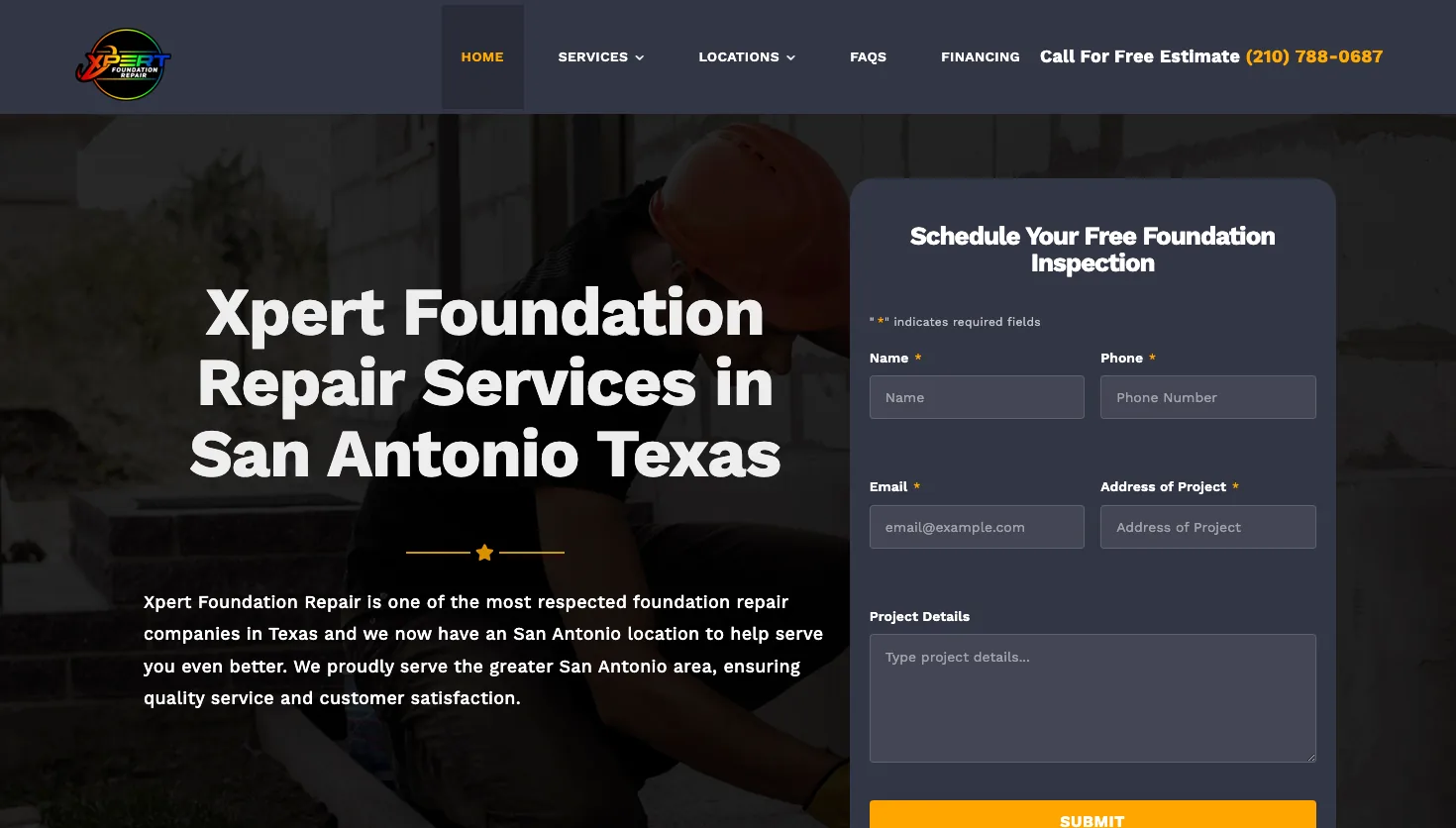 Xpert Foundation Repair website screenshot