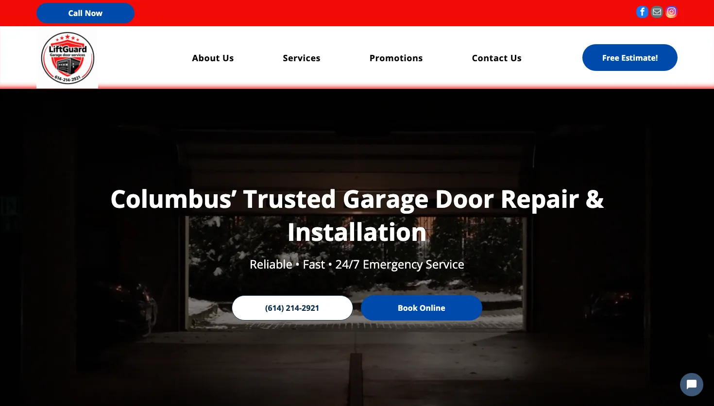 LiftGuard Garage Door Services LLC website screenshot