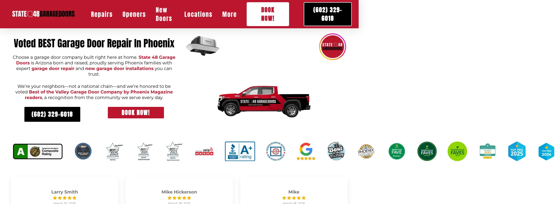 State 48 Garage Doors website screenshot