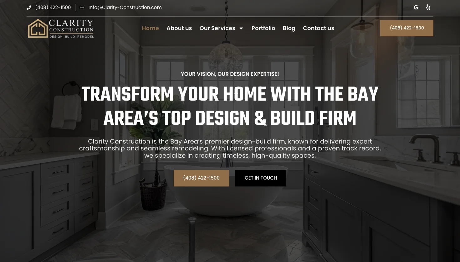 Clarity Construction website screenshot