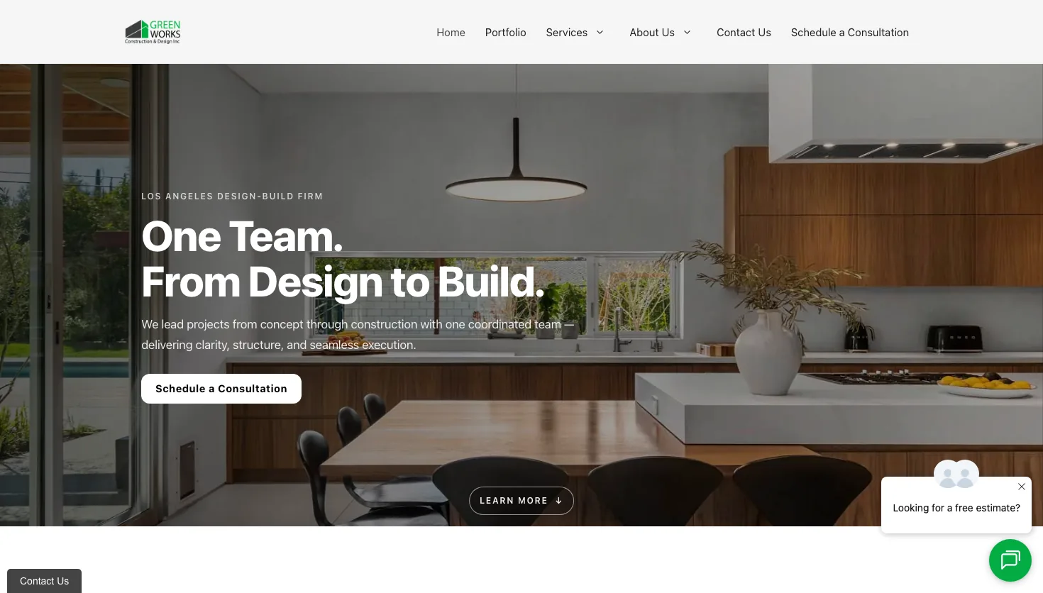 Green Works Construction & Design Inc website screenshot