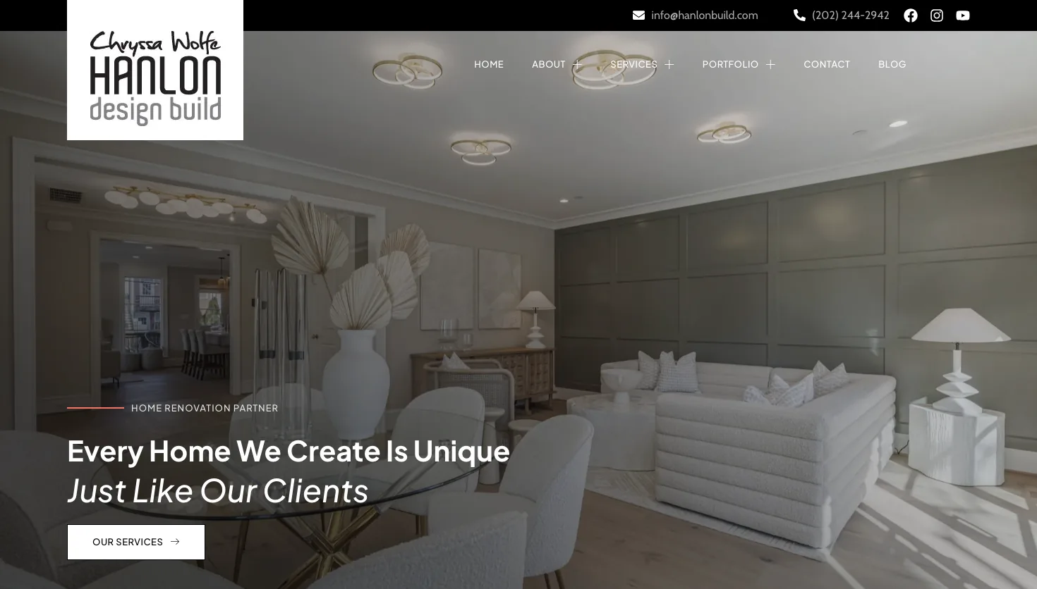 Chryssa Wolfe with Hanlon Design Build website screenshot