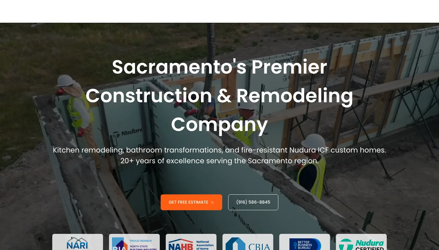 Tenax Construction Inc. website screenshot