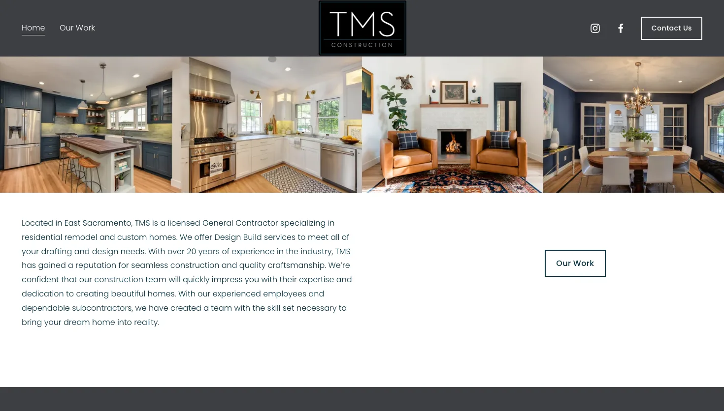 TMS Construction website screenshot