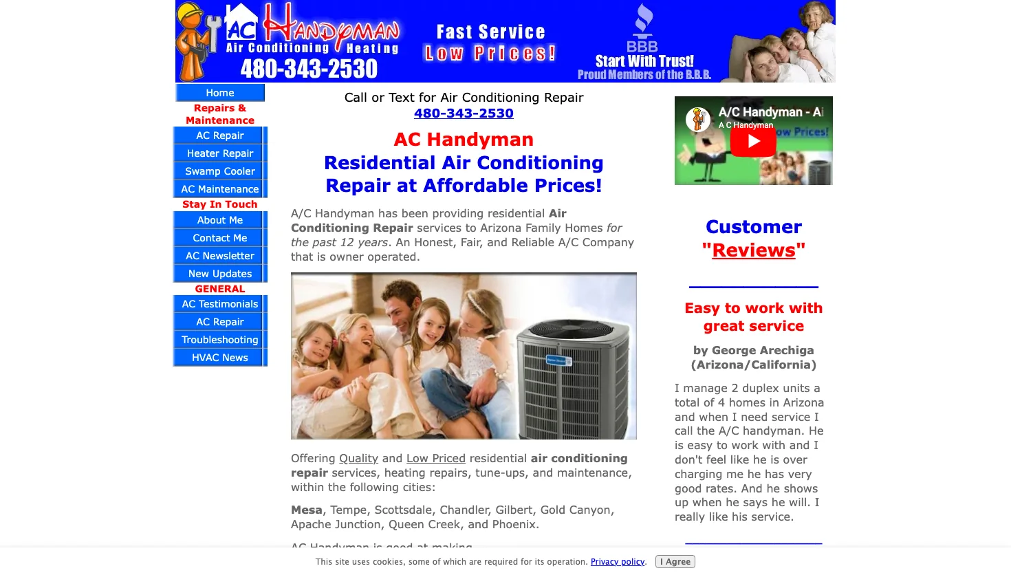 A/C Handyman LLC website screenshot