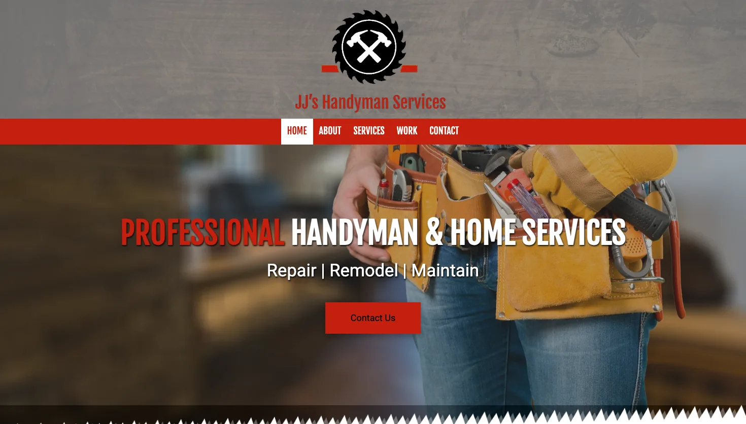 JJ’s Handyman Services website screenshot