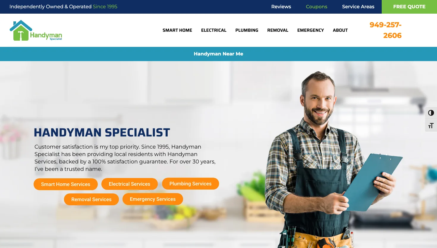 Handyman Specialist website screenshot