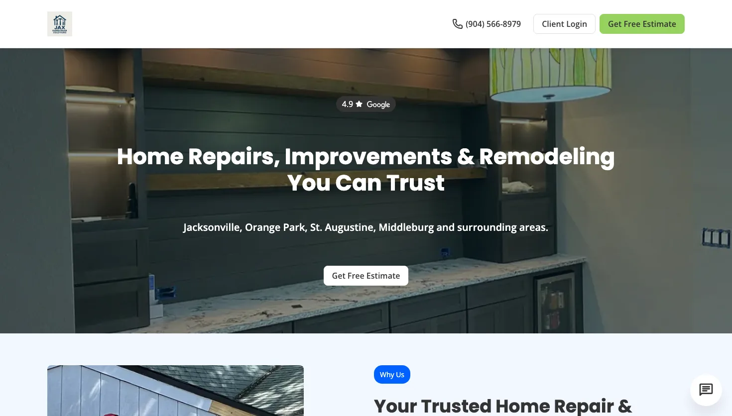 Jax Handyman Solutions LLC website screenshot