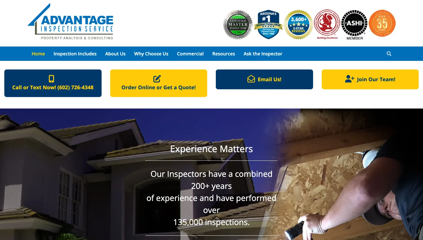 Advantage Inspection Service website screenshot
