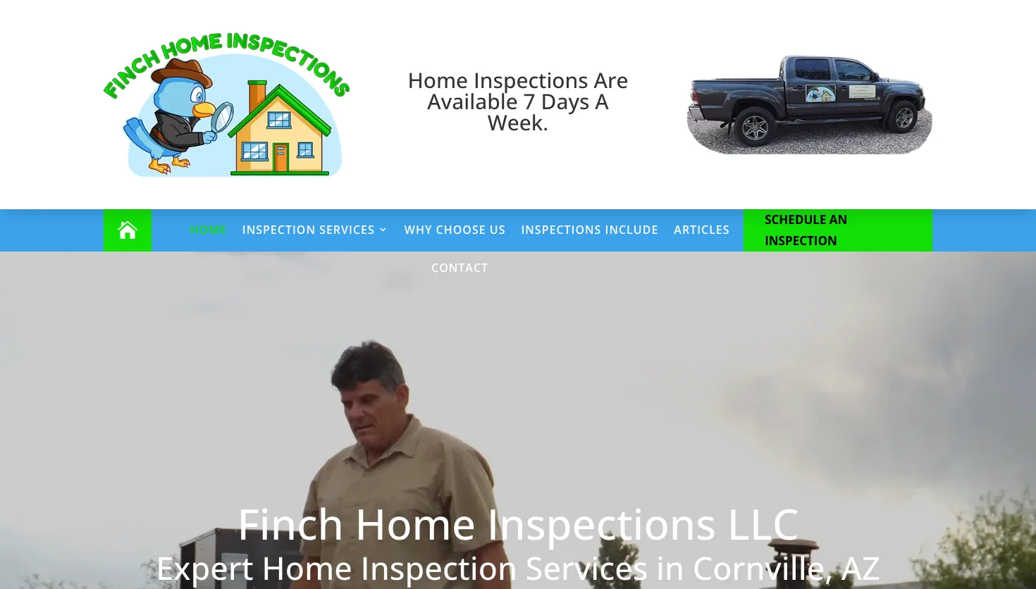 Finch Home Inspections LLC website screenshot