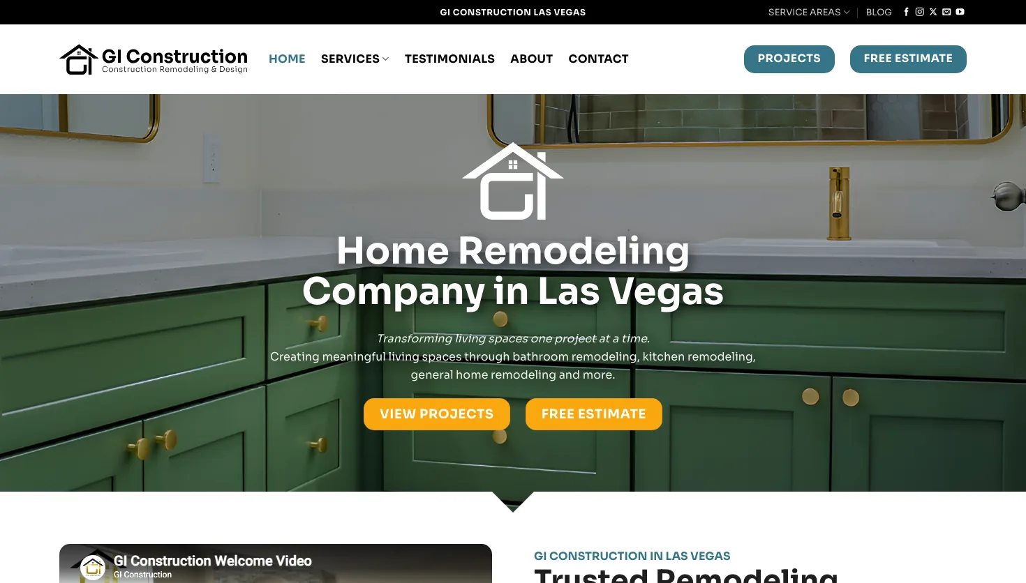 GI Construction website screenshot