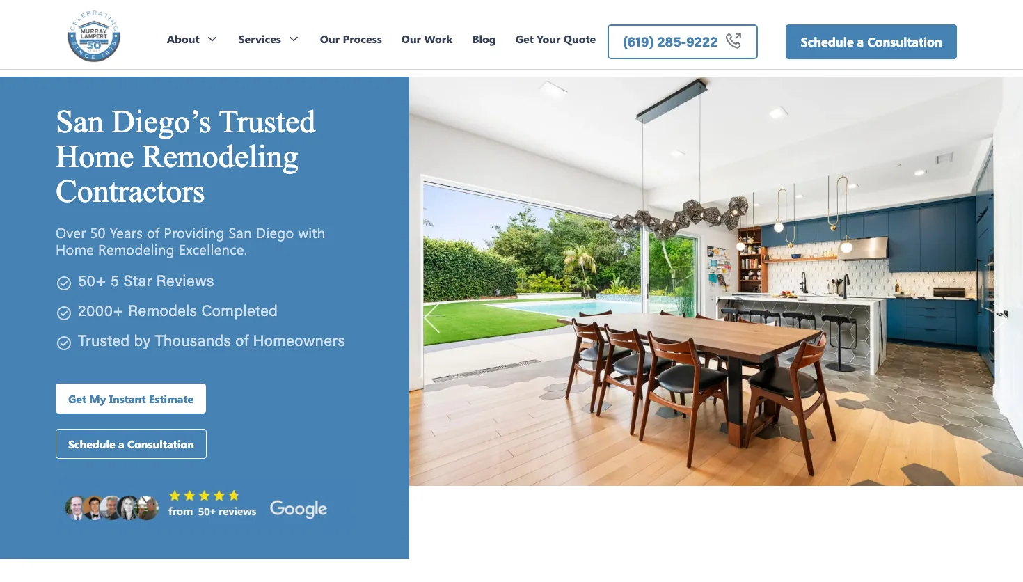 Murray Lampert Design, Build, Remodel website screenshot