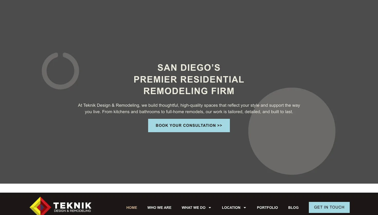 Teknik Design & Remodeling website screenshot