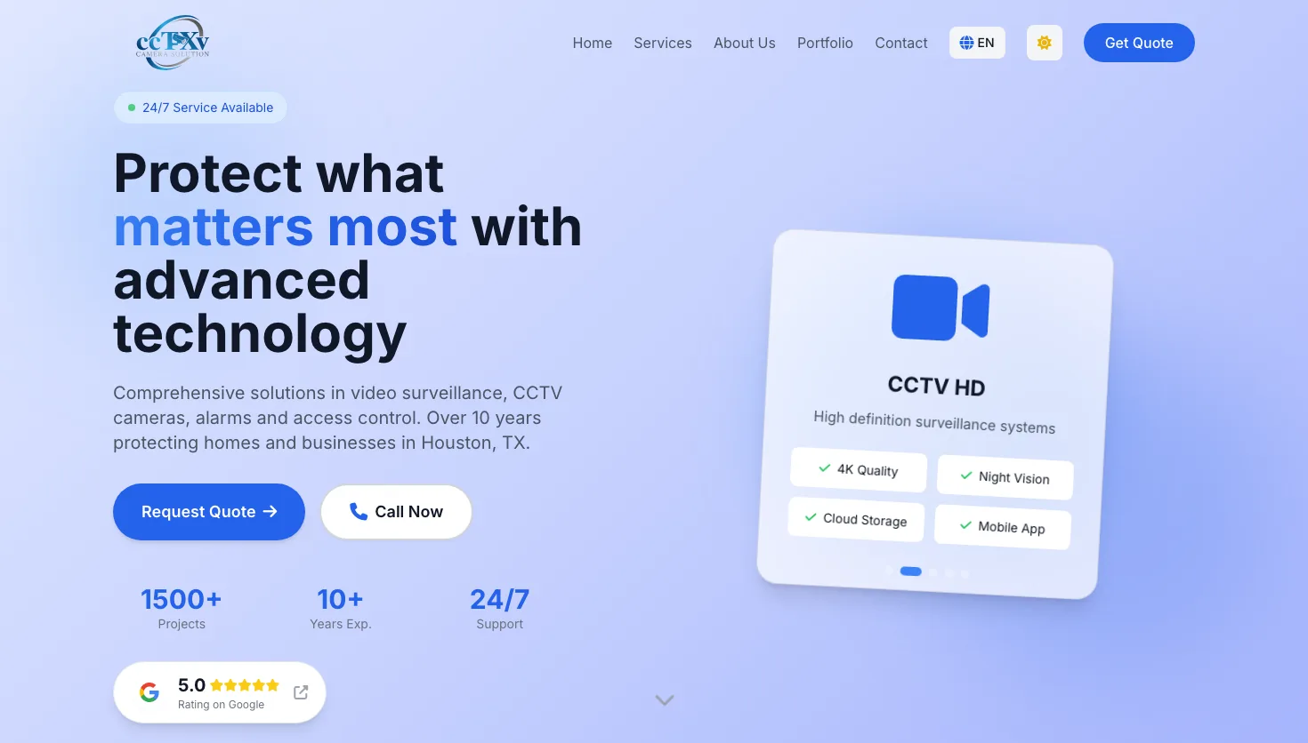 CCTXV Cameras Solution website screenshot