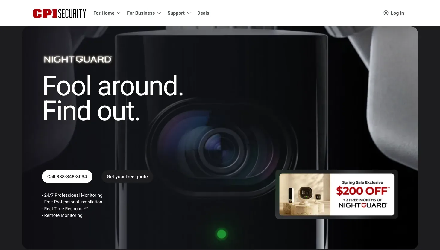 CPI Security Systems website screenshot