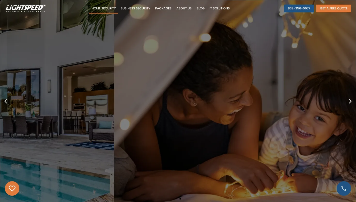 Lightspeed Security & Surveillance website screenshot