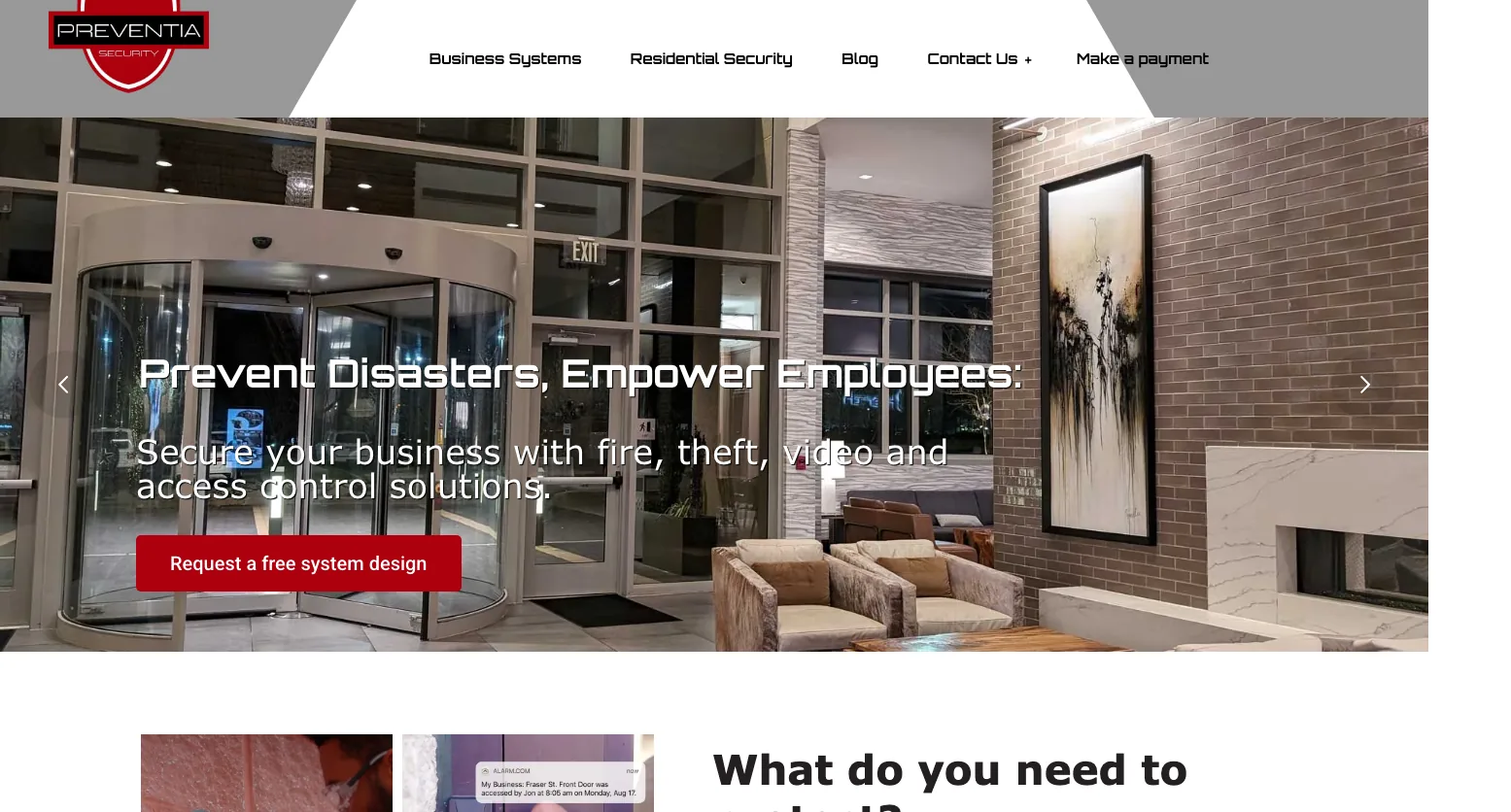 Preventia Security website screenshot