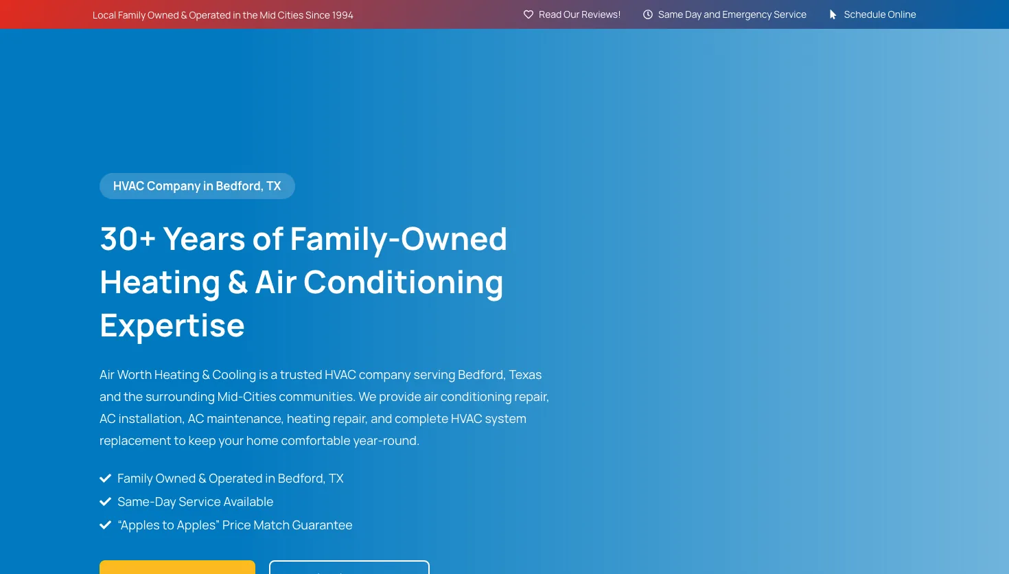 Air Worth Heating & Cooling website screenshot