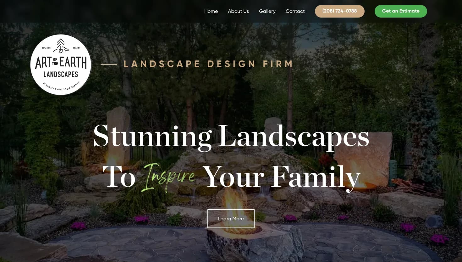 Art of the Earth Landscaping website screenshot