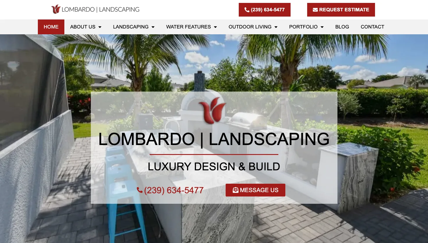 Lombardo Landscaping | Premier Landscape Design in Fort Myers website screenshot