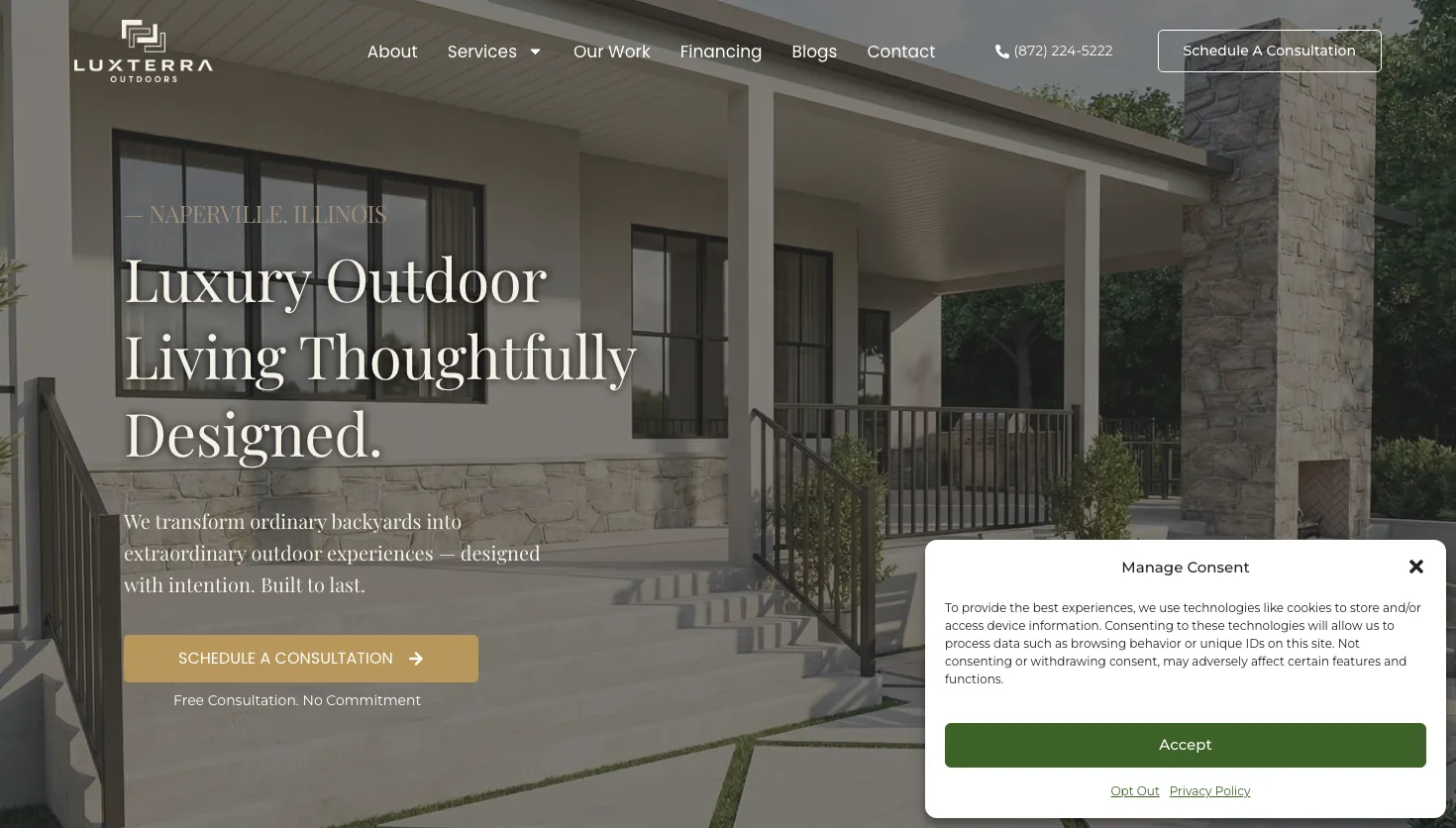 Luxterra Outdoors website screenshot