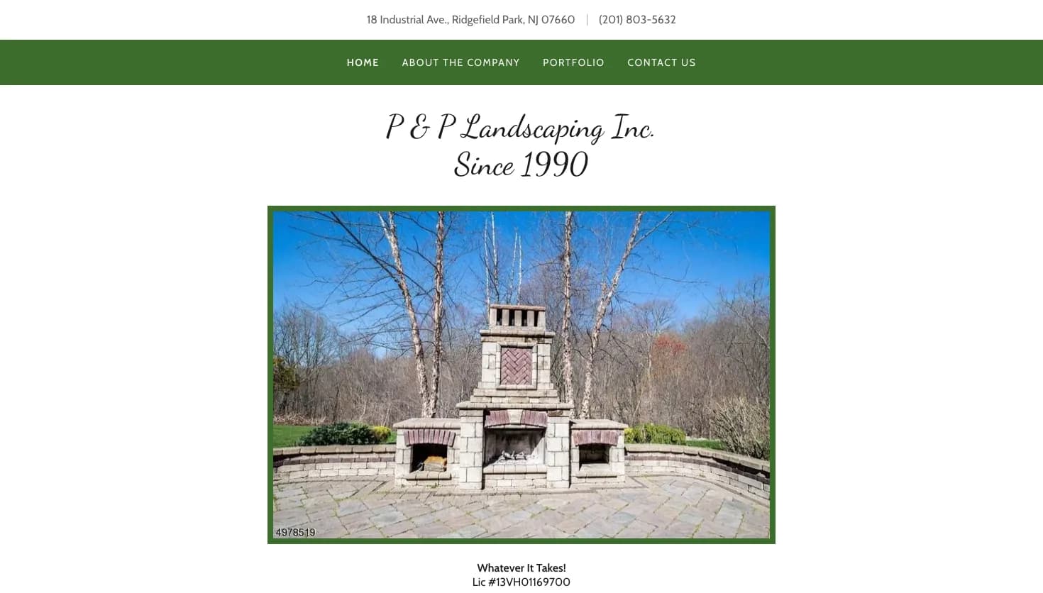 P & P Landscaping Inc. website screenshot